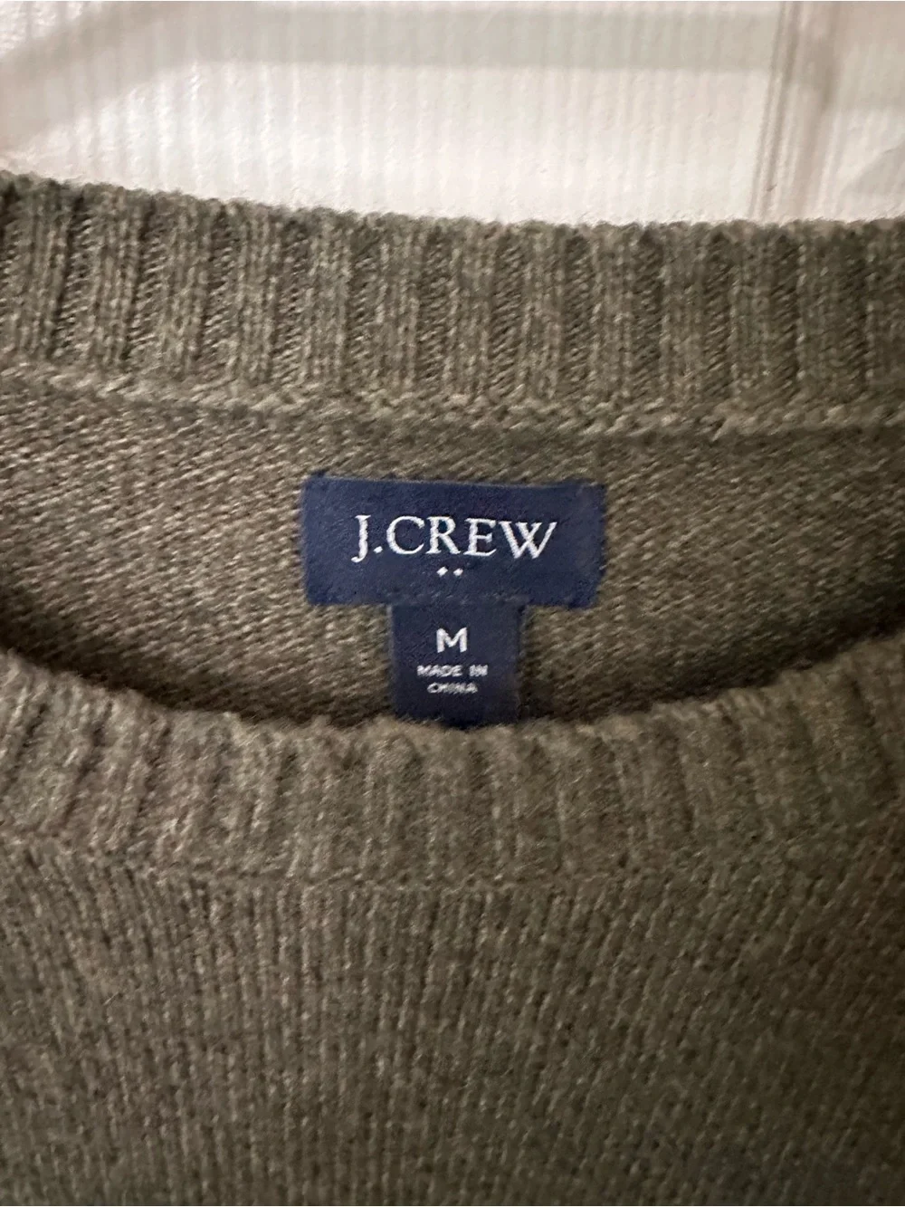 J.CREW Men’s Crewneck Pullover Knit Ribbed Lambs Wool Blend Sweater Green M